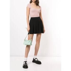 Reformation Flounce Mini Skirt High Waisted Short Black y2k Size 2